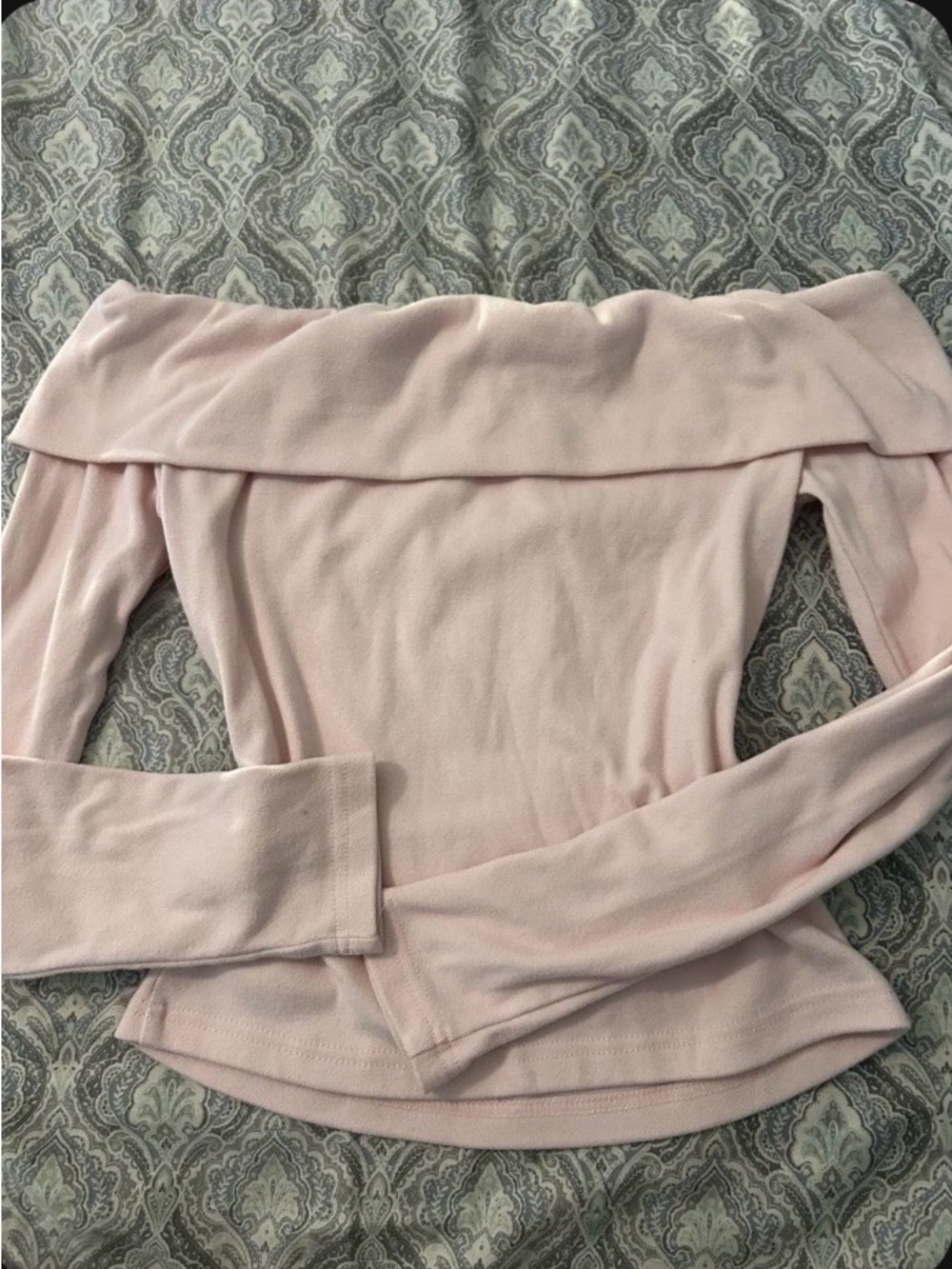 SHEIN Light Pink Off-Shoulder Long Sleeve Top